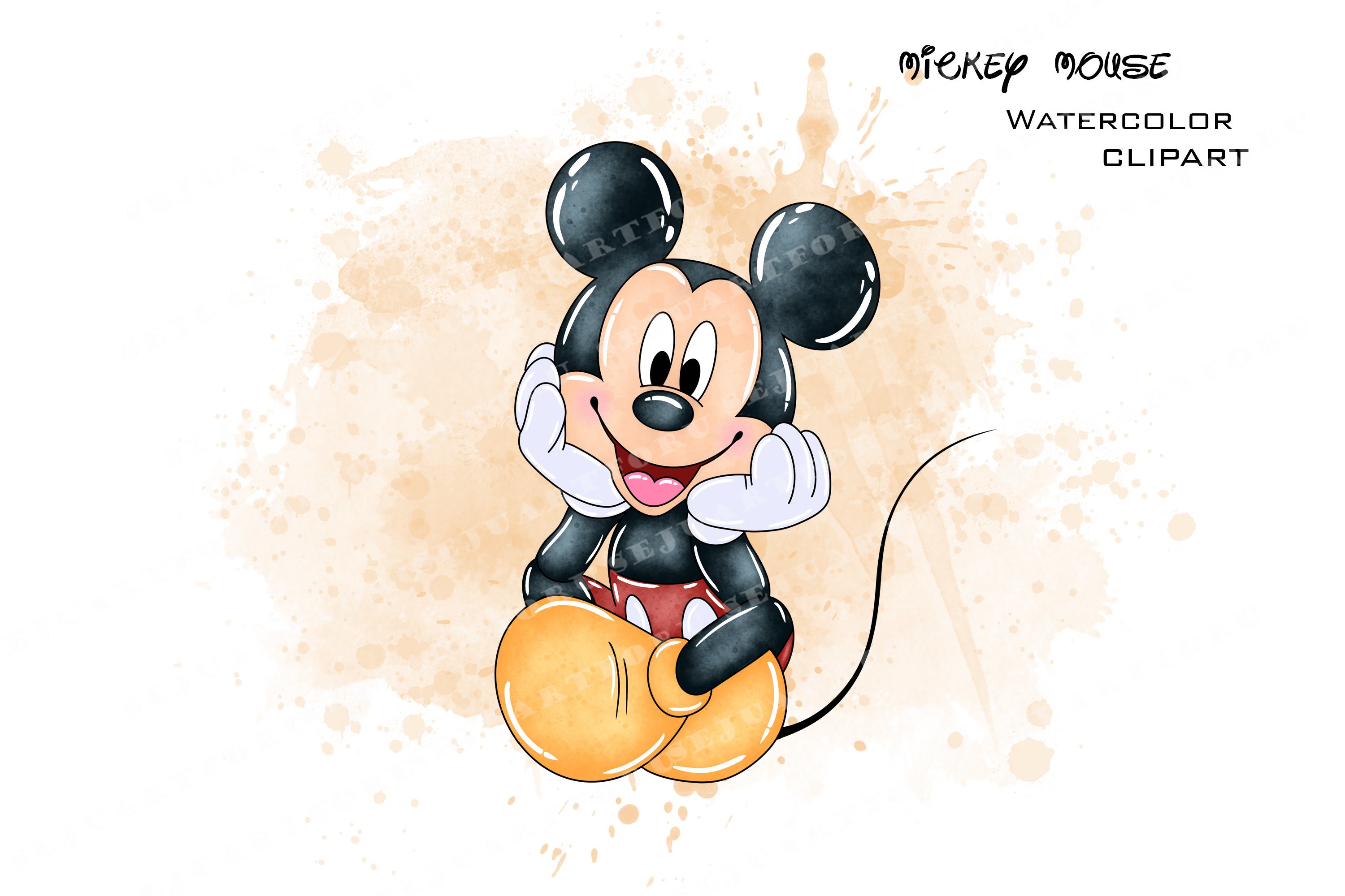 Mickey Mouse Clipart Mickey Watercolor Watercolor Mickey - Etsy