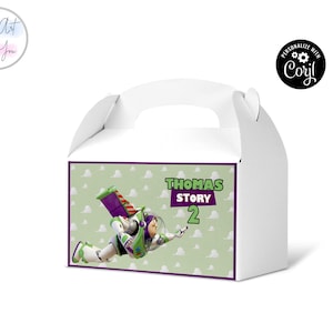Buzz Toy story birthday gable box template gable boxes birthday gable boxes label surprise box gift box Favor box Editable printable S015