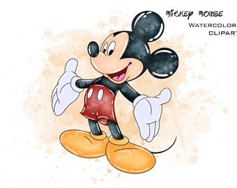Mickey Mouse Watercolor Clipart (Digital Download)