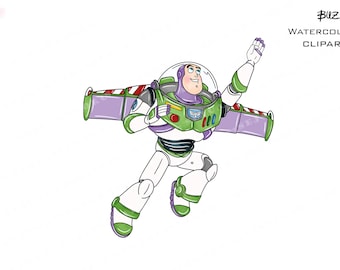 Buzz Lightyear Watercolor Clipart, Toy Story PNG (Digital Download)