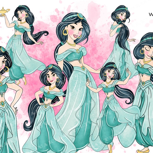 princess jasmine clipart, princess jasmin, princess clip art, princess clipart, princess png,  watercolor princess clipart, cute princess
