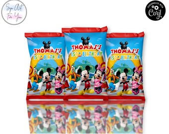 Mickey Mouse Clubhouse Chip Beutel Vorlage, bearbeitbar druckbar (Corjl)