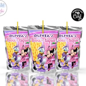 Minnie Bowtique caprisun label template capri suns labels capri sun template birthday party favors caprisun labels Editable printable S006