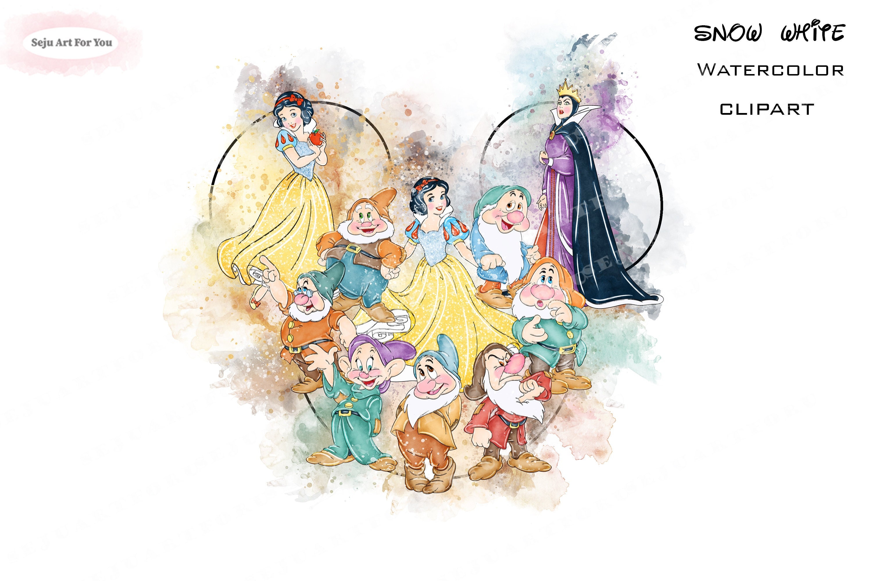 【Snow White and the Seven Dwarfs】イラスト WHITE,DWARFS, SNOW WHITE AND THE SEVEN DWARFS, 1937 Stock