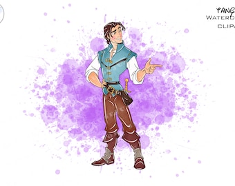 Tangled Flynn Rider Watercolor Clipart PNG (Digital Download)