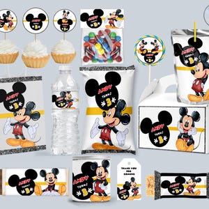Étiquettes pour cadeaux d'anniversaire Mickey Mouse, décorations (fichier numérique)