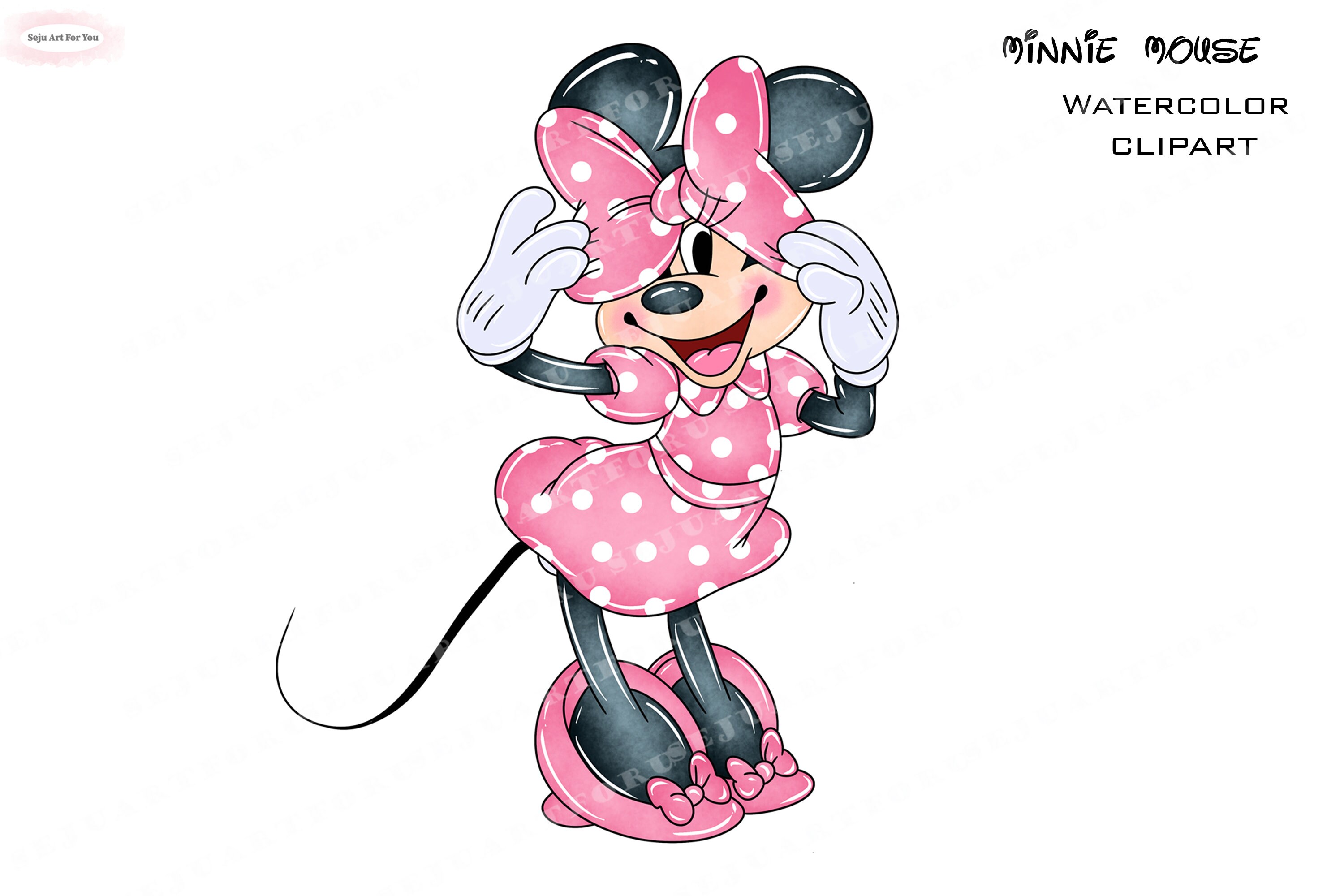 Acuarela de minnie, minnie mouse, clipart de minnie mouse, clipart de ...