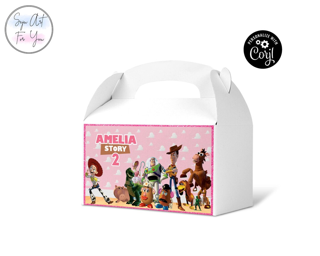 Pink Toy Story Gable Box Template, Editable Favor Box (digital) - Etsy ...