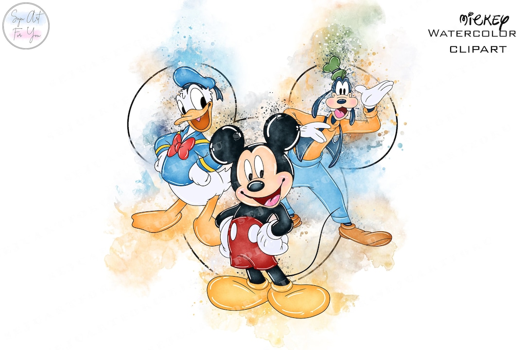 Watercolor Mickey ,watercolor Minnie, Watercolor Donald, Watercolor ...