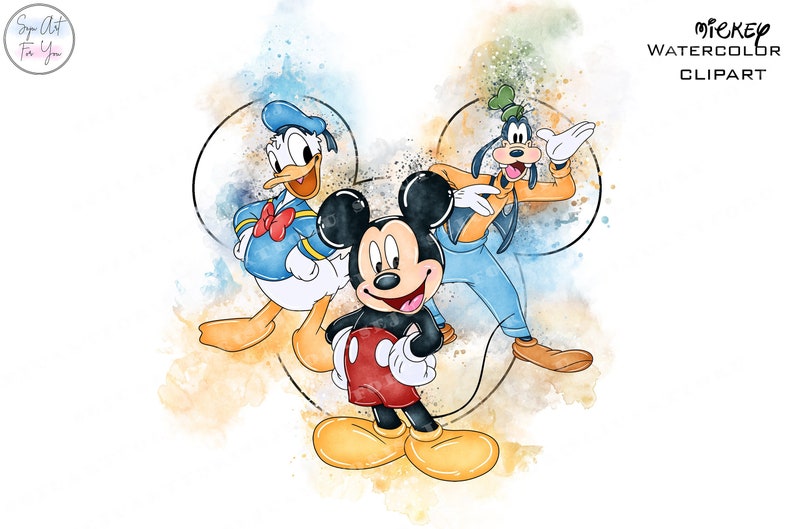 Watercolor Mickey watercolor Minnie Watercolor Donald - Etsy