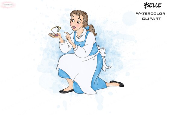 Watercolor Princess Belle Clipart, Beauty and the Beast, PNG (Digital  Download)