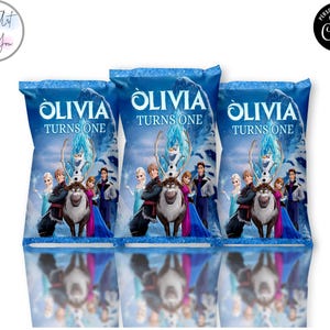 Princess Elsa Frozen chips bags template chips bags labels chips bag for parties chips bags favors bag chips label Editable printable S012