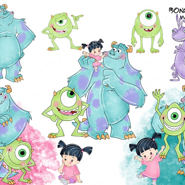 monster inc clipart, monster inc clip art, monster inc watercolor, monster inc,monster inc png, monster png,mike wazowski,sully monsters inc