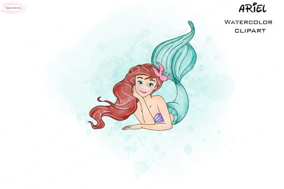 アリエルの水彩画クリップアート、リトル・マーメイド・プリンセス