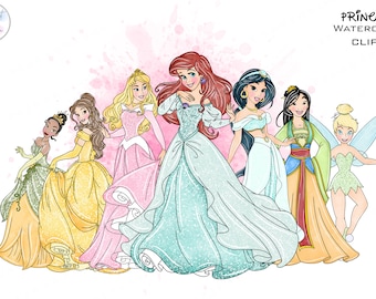 Clipart di principessa acquerello, arte da favola (download digitale PNG)