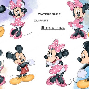 minnie mouse clipart, watercolor minnie ,watercolor mickey, minnie mouse, watercolor clipart, mickey Minnie watercolor clip art, Minnie,