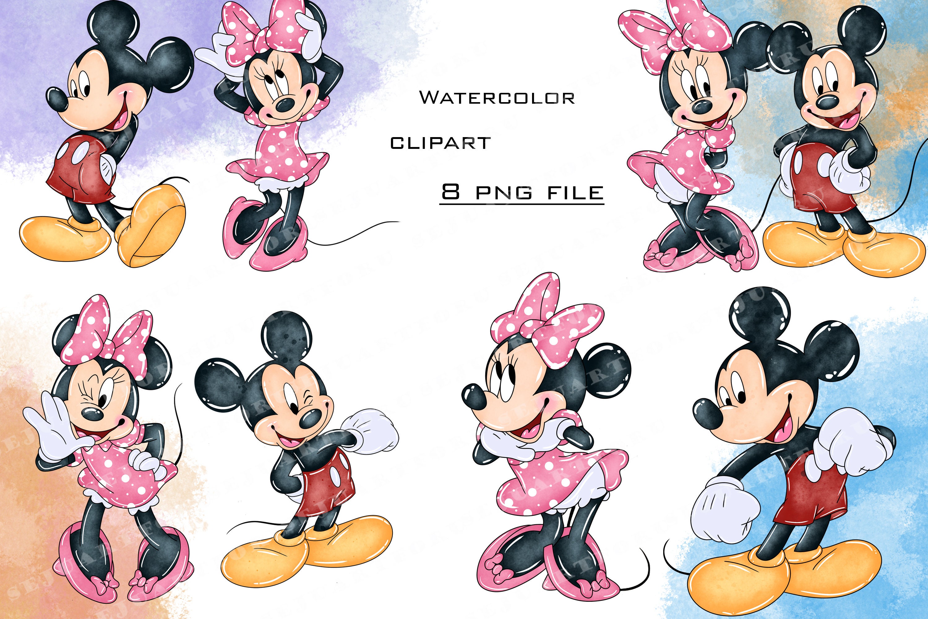 Watercolor Minnie watercolor Mickey Minnie Mouse Watercolor - Etsy