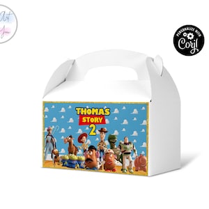 Boys Toy story birthday gable box template gable boxes birthday gable boxes label surprise box gift box Favor box Editable printable S014