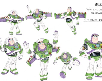 Toy Story Watercolor Clipart, Buzz Lightyear PNG (Digital Download)