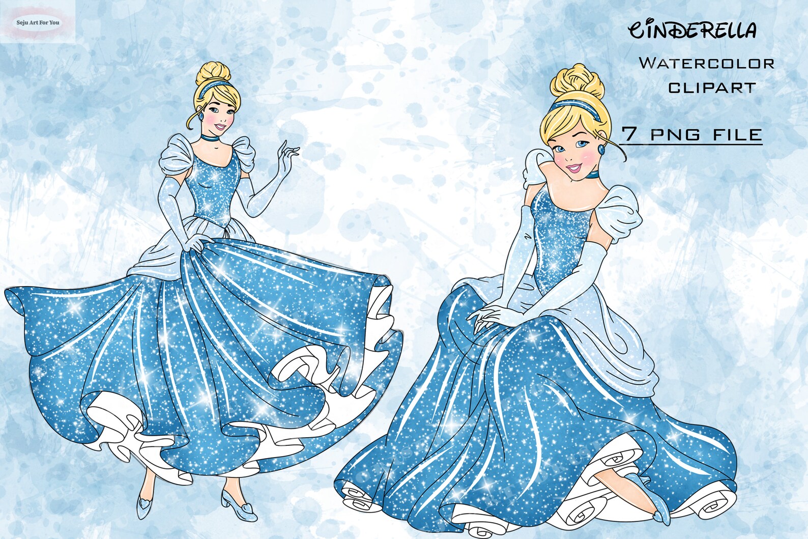 Cinderella Watercolor Clipart, Princess PNG (digital Download) - Etsy