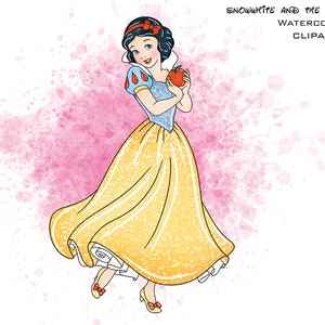sneeuwwitje clipart, sneeuwwitje, sneeuwwitje png, sneeuwwitje aquarel, prinses illustraties, prinses sneeuwwitje, zeven dwergen clipart