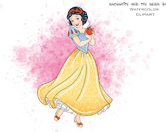 Snow White Watercolor Clipart, Princess PNG (Digital Download)