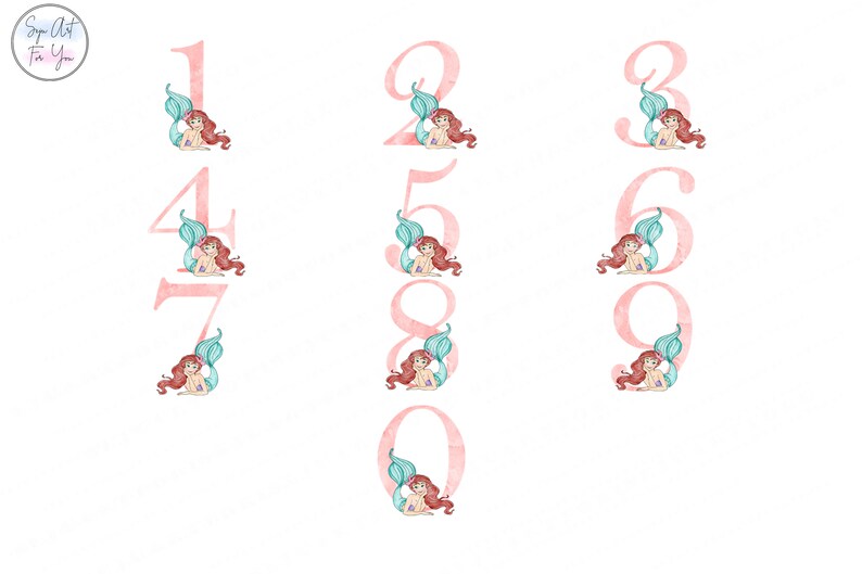 Ariel Watercolor Alphabet Clipart, Princess Letters (PNG) - Etsy