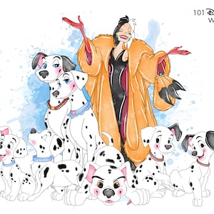clipart dalmata, clipart La carica dei 101, png La carica dei 101, clipart acquerello La carica dei 101, clipart Crudelia, clipart cane, png cane