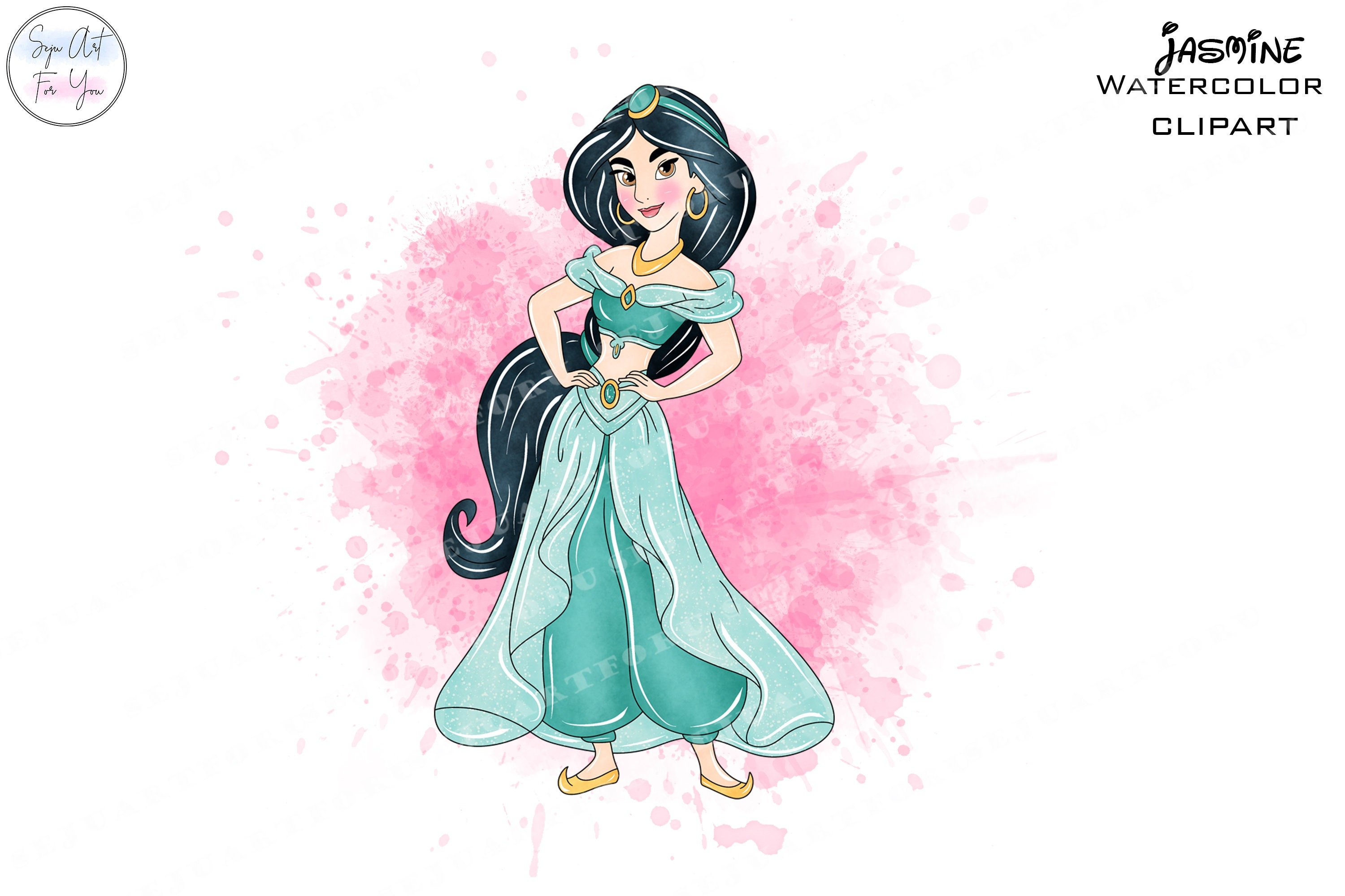 Princess Jasmine aquarel clipart, prinses png (digitale download) - Etsy  België, image size:3000x2000