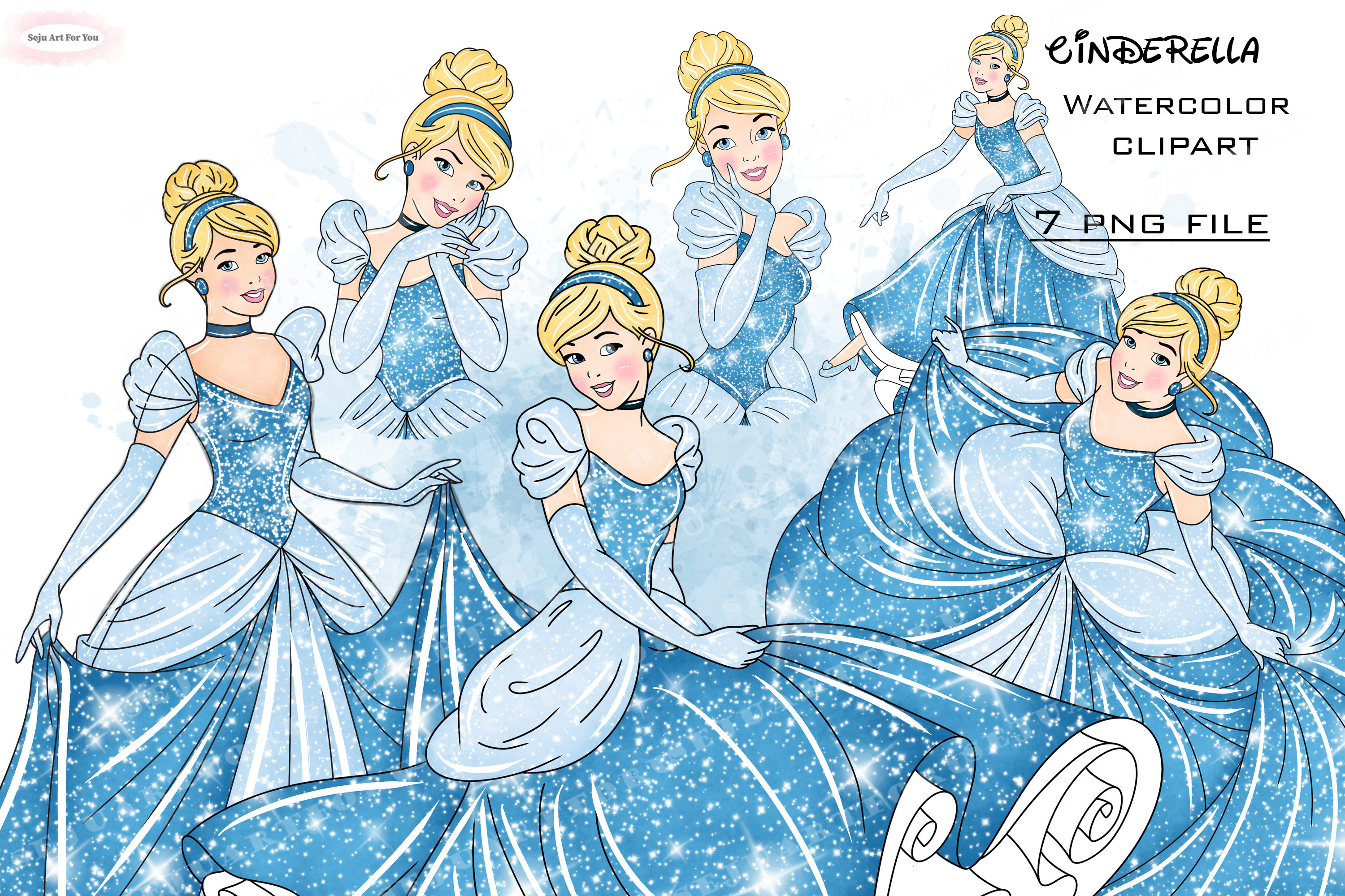Cinderella Watercolor Clipart, Princess PNG (digital Download) - Etsy