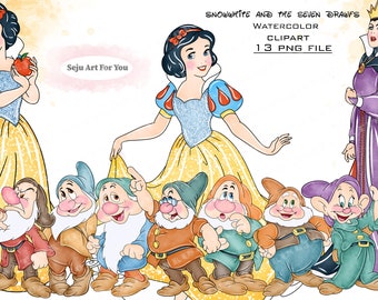 snow white clipart, snow white, snow white png, snow white watercolor, princess clip art, princess snow white, seven dwarfs clipart