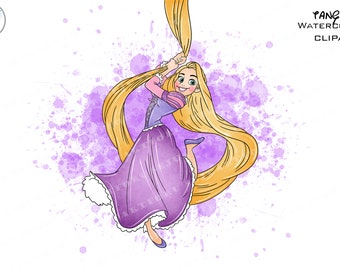 Aquarelle de princesse raiponce emmêlée png fichiers png clipart raiponce png téléchargements numériques imprimables PRINCESS PNG