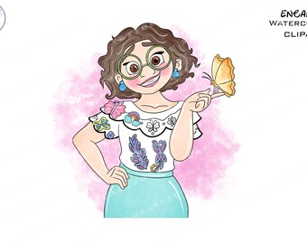 Mirabel Encanto Watercolor Clipart PNG, Digital Download