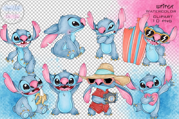 スティッチの水彩画クリップアート、PNGファイル（デジタル