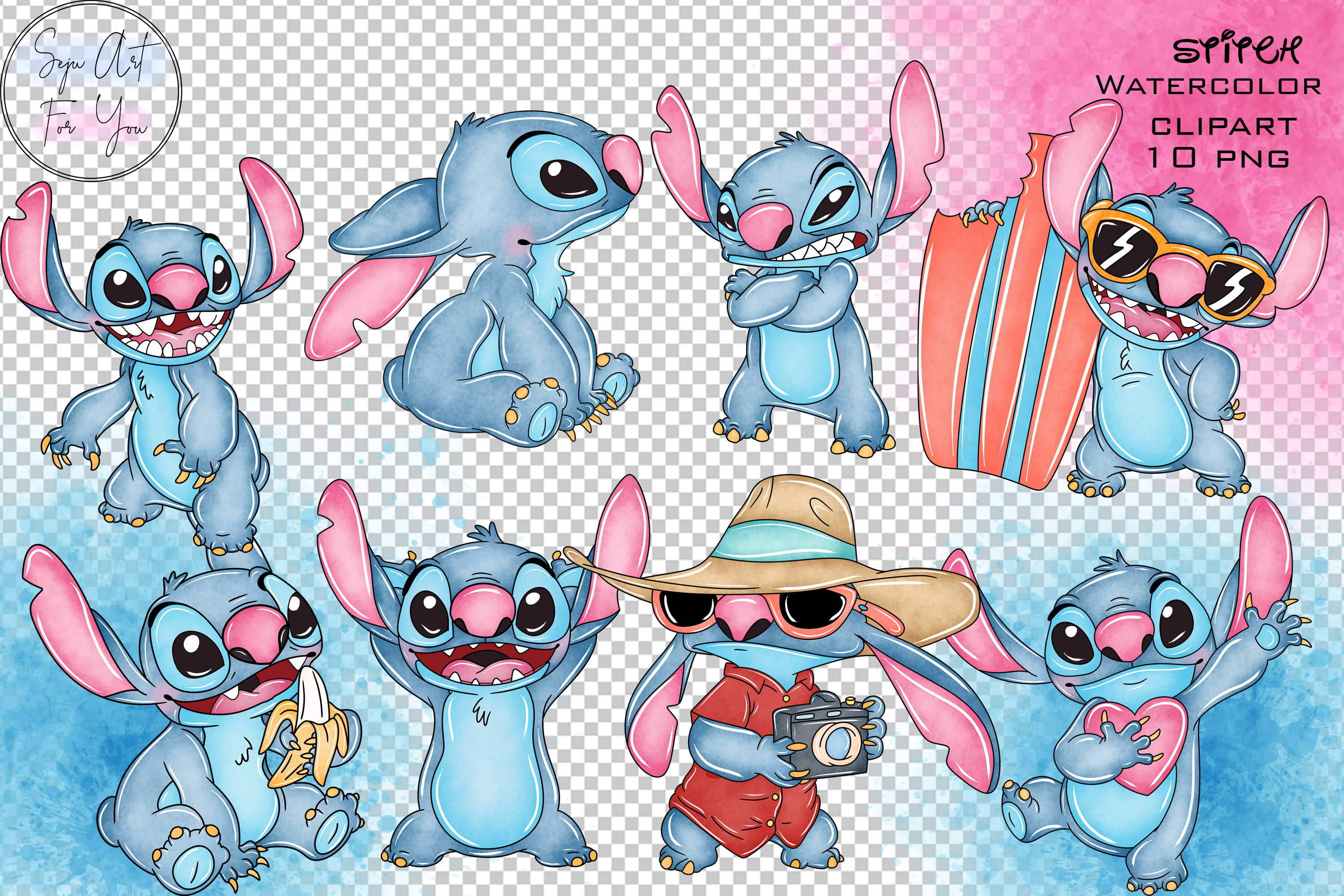 Buy Stitch Clipart,stitch Png,stitch Watercolor, Stitch Clip