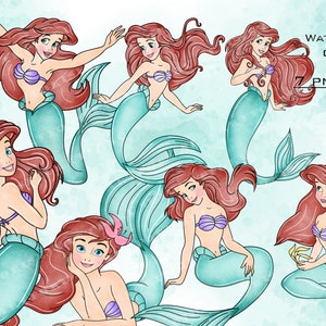 watercolor princess clipart, Princess watercolor clipart, princess clip art, princess ariel clipart, ariel clipart little mermaid watercolor