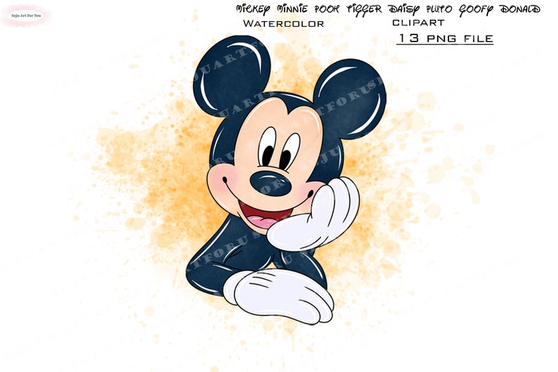 minnie watercolor, mickey watercolor, minnie mouse clipart, mickey mouse clipart, winnie the pooh clipart, minnie mouse png, mickey png image 4