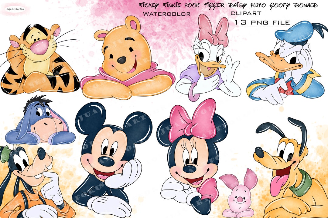 Minnie Watercolor, Mickey Watercolor, Minnie Mouse Clipart, Mickey ...