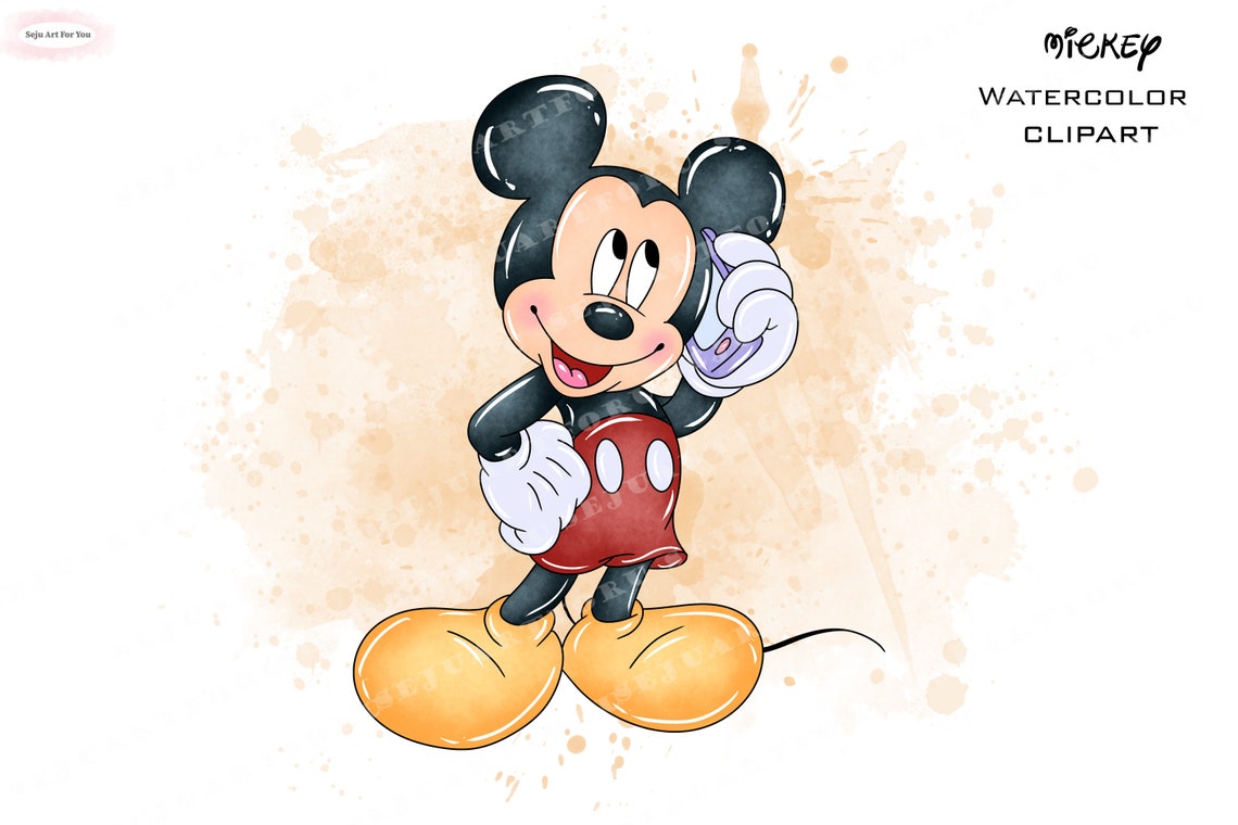Mickey Mouse Clipart Mickey Watercolor Watercolor Mickey - Etsy