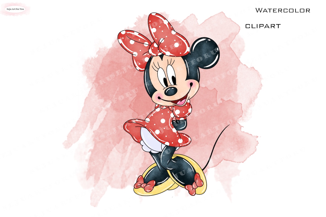 Minnie Watercolor, Minnie Mouse, Minnie Mouse Clipart, Minnie ...