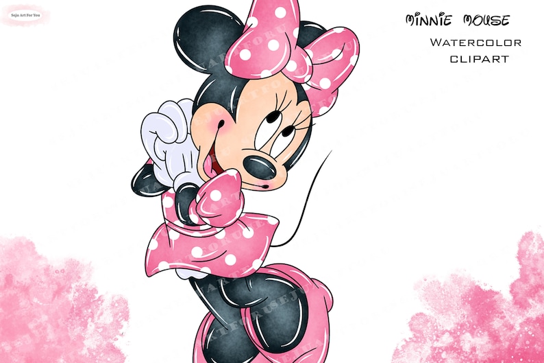 Minnie mouse clipart minnie acuarela minnie acuarela - Etsy España