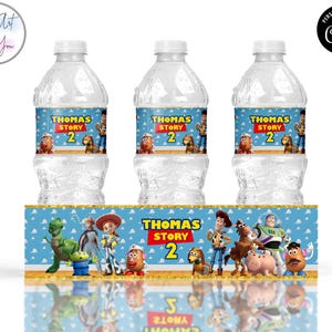 boys toy story birthday water bottle labels Birthday bottle labels template bottle labels wrappers party favors Editable printable S014