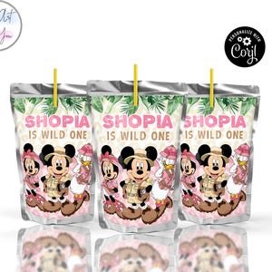 pink minnie mouse safari caprisun label template capri suns labels capri sun template birthday party favors caprisun labels printable S009