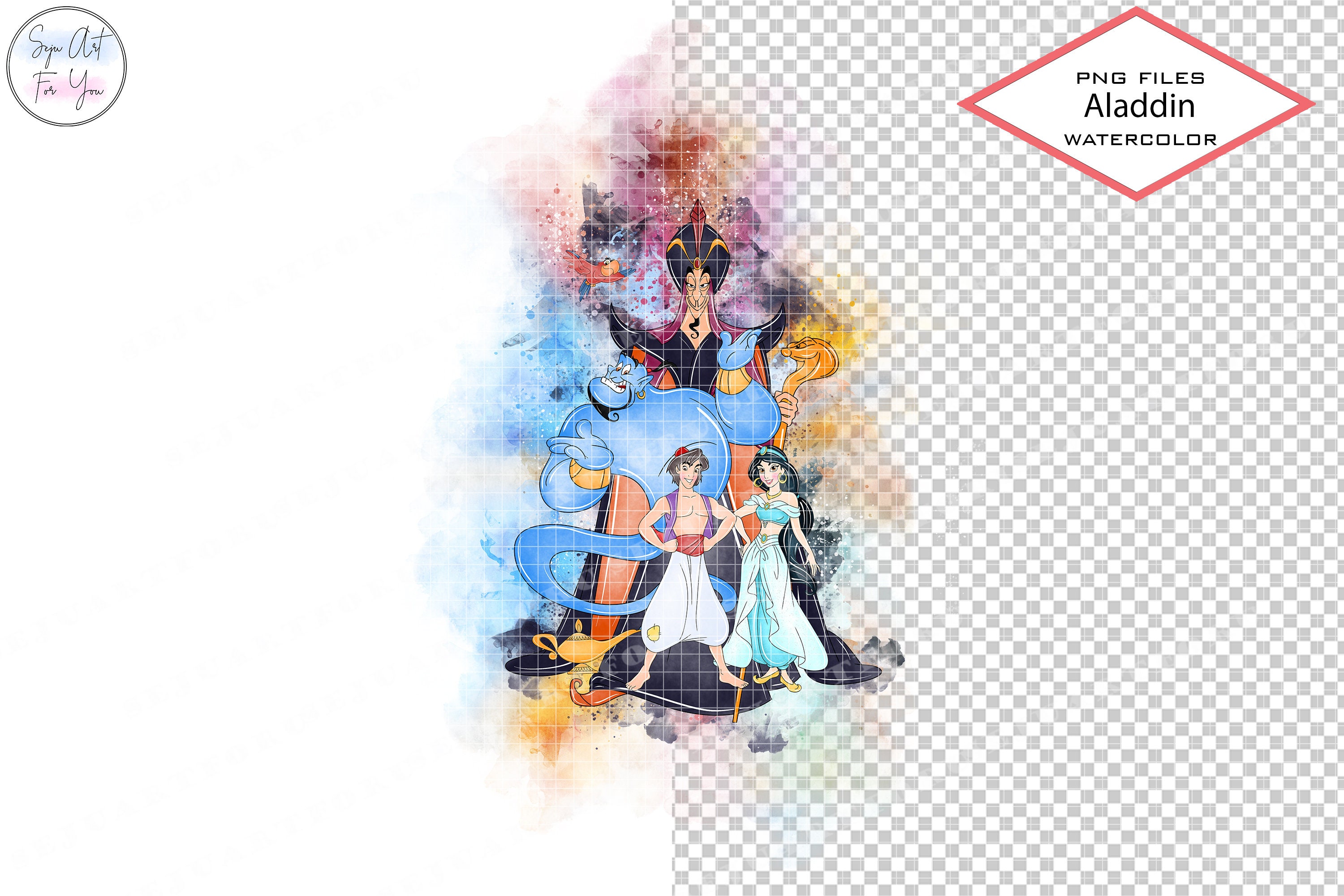 Aladdin Watercolor Clipart PNG Files for Sublimation (digital Download ...