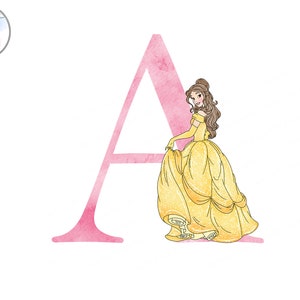alfabeto principessa, la bella e la bestia, alfabeto principessa belle, alfabeto acquerello principessa, clipart alfabeto, alfabeto png, principessa