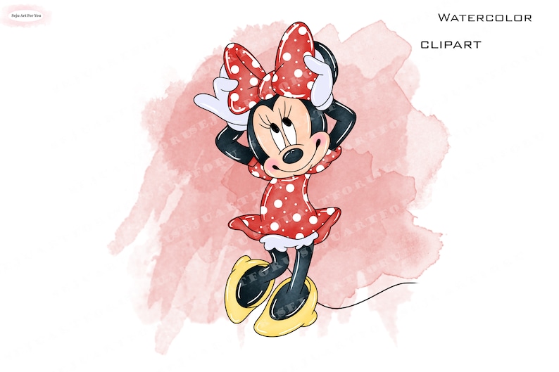 Minnie Watercolor Minnie Mouse Minnie Mouse Clipart Minnie - Etsy