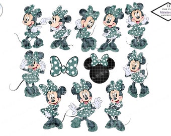 Boho Minnie Mouse Watercolor Clipart, PNG Files (Digital Download)