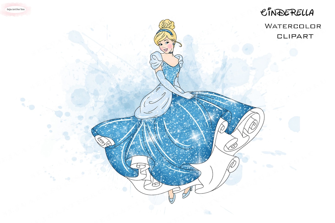 Cinderella Watercolor Clipart, Princess Nursery Art (digital Download ...