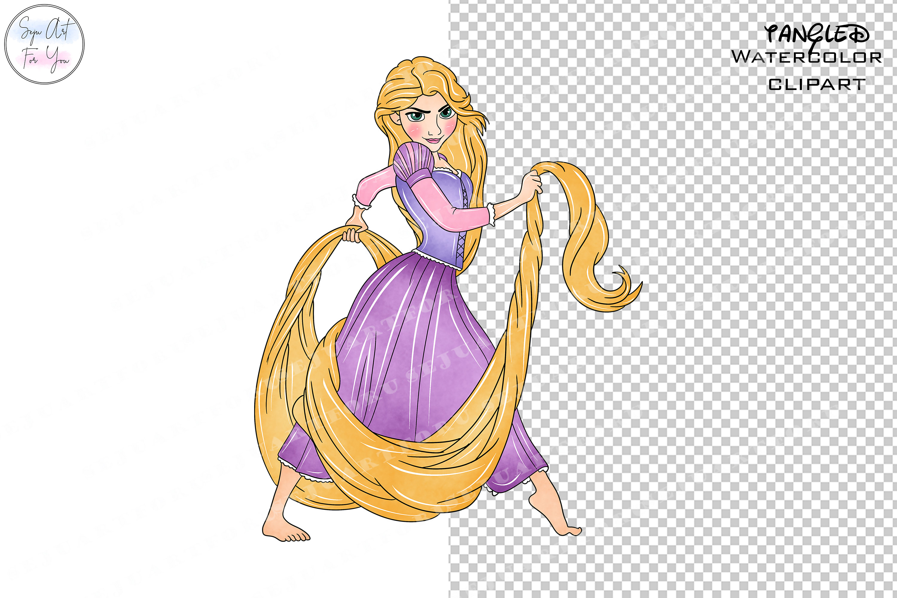 Rapunzel Watercolor Clipart PNG, Tangled Princess (digital Download) - Etsy, image size:3000x2000