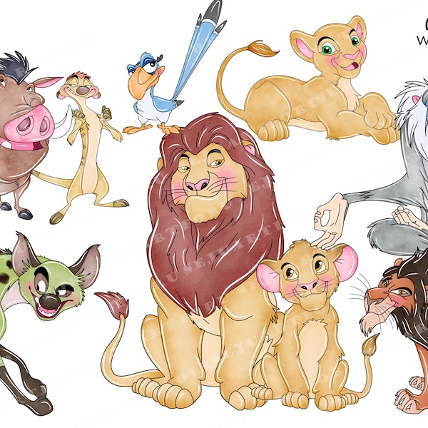 re leone png re leone acquerello mufasa e simba png nala clipart bundle clipart acquerello clipart set clipart clip art file png